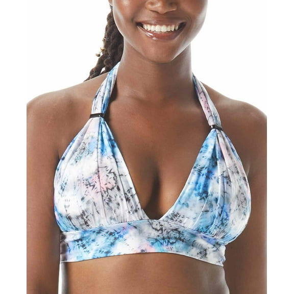 Coco Reef Women's Contours Evoke Draped Halter Bikini Top Swimsuit Blue Size 14