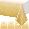 thumbnail image 3 of Mantel de plástico dorado degradado para fiestas, paquete de 3, manteles desechables de color dorado amarillo degradado para mesas rectangulares, mantel con salpicaduras de color dorado claro para, 3 of 5