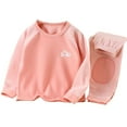 thumbnail image 2 of Placlothes Girls’ Pink Cotton Thermal Underwear Set, 2-Piece with Striped & Cartoon Embroidery, Size 80-170 (1-14Y),Size 8 T, 2 of 5