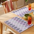 thumbnail image 4 of Purple Boho Flowers Placemats Set of 6 Modern Luxurious Geometric Floral Place Mats Indoor Wipeable Table Mats Washable Cloth Dining Table Placemats for Kitchen Holiday Party Home Decor 13x19 Inch, 4 of 9