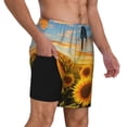 thumbnail image 2 of Bingfone Beau Champ de Tournesol Doré pour Hommes Maillot de Bain Double Couche avec Doublure, Style à Cordon avec Poches Shorts de Plage Maillot de Bain Homme-Grand, 2 of 6