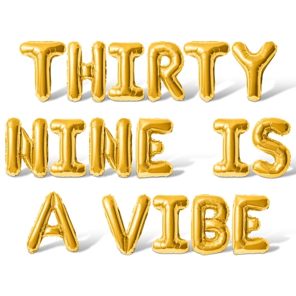Letter Balloons - THIRTY NINE IS A VIBE 16" Inch Alphabet Letters Foil Mylar Balloon 39th Birthday Party Banner (Gold)