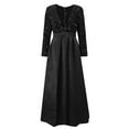 thumbnail image 5 of 2024 New Feminine One Shoulder Long Sleeve Beaded V Neck Large Swing Sequins Split Long Dress Evening Dress Women Evening Gown V-Neck Long Sleeve Dress Solid Back-to-School, 5 of 6