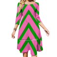 thumbnail image 1 of Vestido de verano elegante con cuello cuadrado y estampado de halter para mujer, color verde y rosa, en zigzag, rosa y verde, 1 of 6