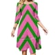 thumbnail image 1 of Vestido de verano elegante con cuello cuadrado y estampado de halter para mujer, color verde y rosa, en zigzag, rosa y verde, 1 of 6