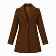 thumbnail image 3 of Women Coat Winter Casual Long Sleeve Solid Color Button Front Lapel Coat with Pockets Soft Loose Fit Cozy Outerwear for Office Wear, 3 of 6