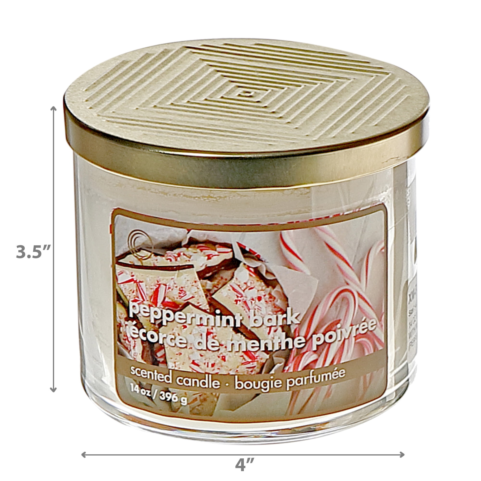 14 Oz 3 Wick Jar Candle With Metal Lid (Peppermint Bark) - Set of 2