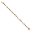 thumbnail image 2 of Gem Stone King 18K Rose Gold Plated Silver Heart Shape White Moissanite Green Peridot and Round White Lab Grown Diamond Greek Vine Flower Tennis Bracelet for Women (4.64 Cttw, 7.5 inch), 2 of 4