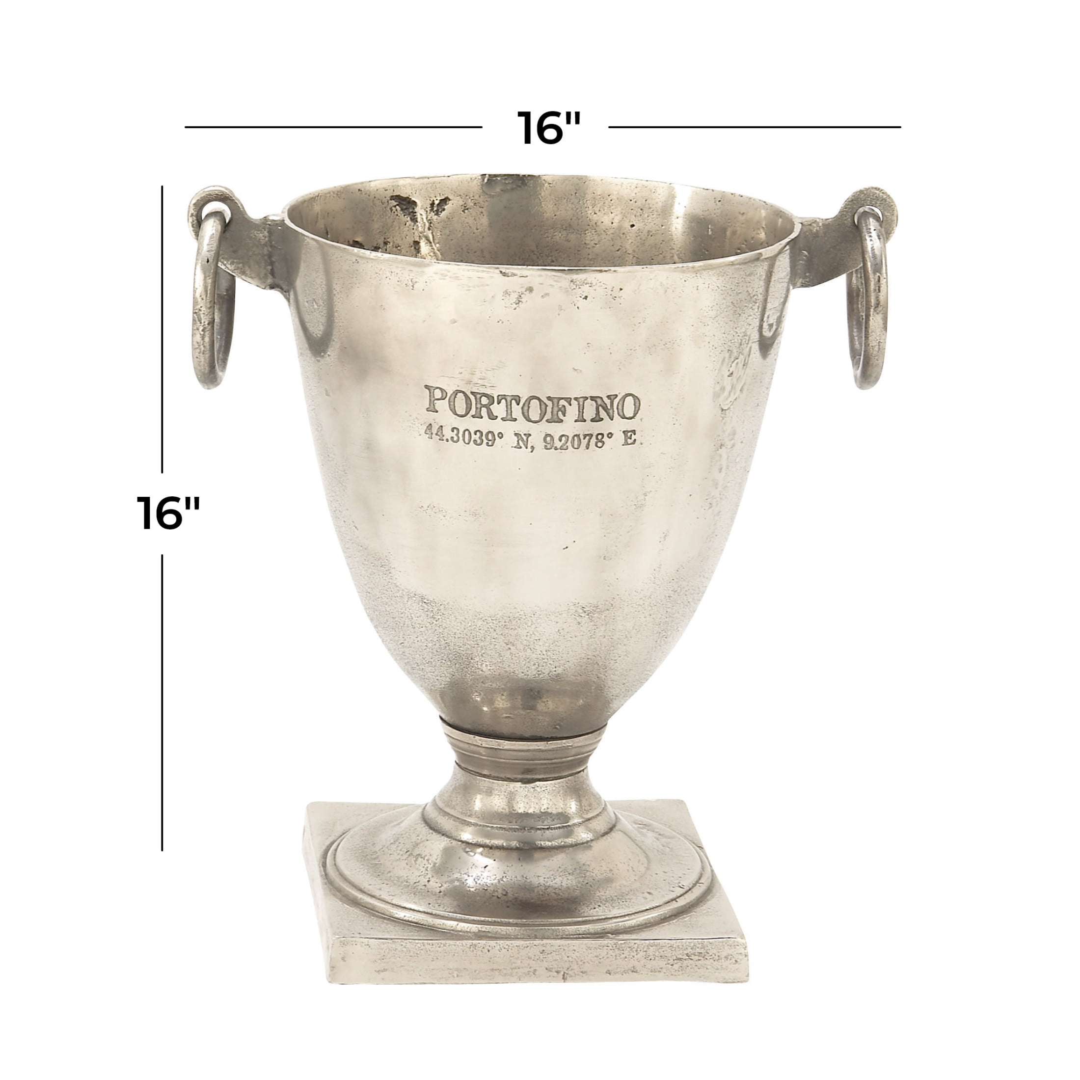 DecMode Round Aluminum Metal Champagne 2 Bottle Silver Ice Bucket