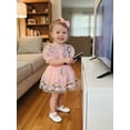 thumbnail image 4 of BemeyourBBs Baby Girls First Birthday Outfit 1st Birthday Party Dress Newborn Fairy Tulle Tutu Romper Dress Fly Sleeve Floral Embroidery Bodysuit Princess Party Cake Smash Dresses Headband, 4 of 9