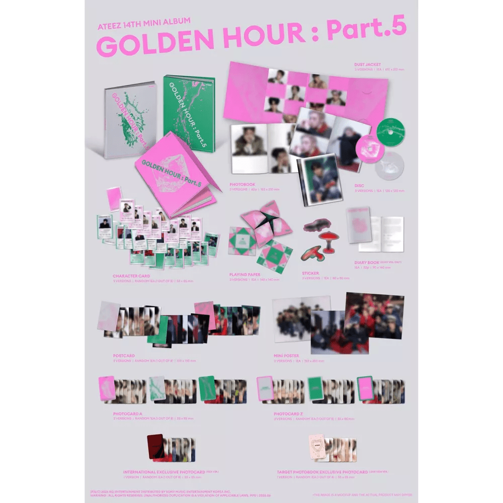 ATEEZ GOLDEN HOUR Part5 3形態セット 12冊 Open Box) ATEEZ - GOLDEN HOUR : Part.5 - DIARY VER. (Walmart