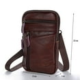 thumbnail image 2 of Yucurem Genuine Leather Men Shoulder Bag Casual Messenger Zip Phone Pouch (Brown), 2 of 10