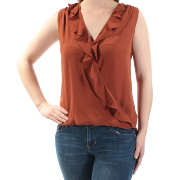 INC $60 Womens V Neck Sleeveless Brown Casual Top L B B