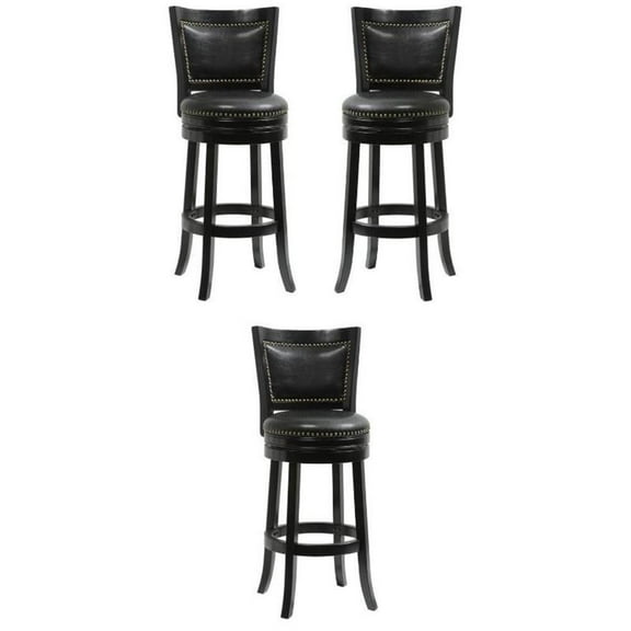 Home Square 29" Bristol Swivel Bar Stool in Black - Set of 3