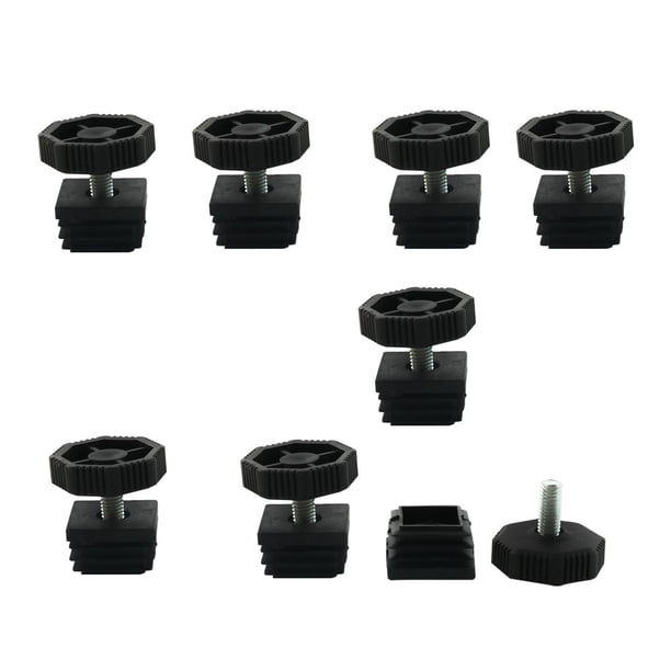Patas niveladoras Uxcell 30 x 30 mm cuadradas, inserto ajustable para muebles, 8 juegos