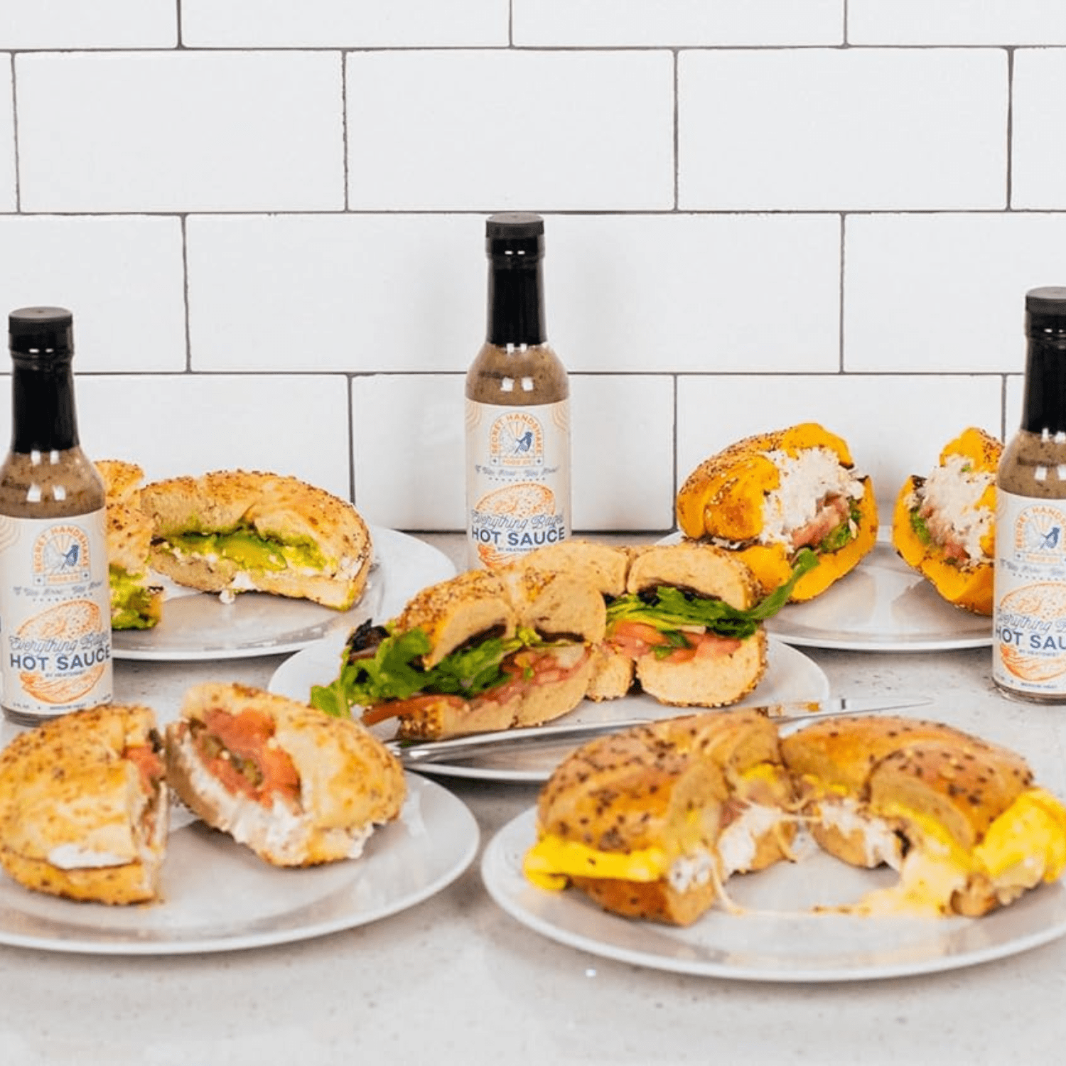 Everything Bagel Sauce by Secret Handshake Food Co., Mild Heat Hot Sauce With Flavors of Scorpion Pepper Powder, Sesame Seeds & Turmeric, Made With All Natural Ingredients, 5 fl oz Bottle (2-Pack)