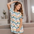 thumbnail image 3 of Wukai Easter eggs Print Women's Loose Short Sleeve Nightgown, Soft Sleep Dress for Comfortable Relaxation, Casual Lounge Wear, 3 of 6