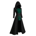 thumbnail image 4 of 2026 Women Renaissance Hooded Maxi Dress, Steam Punk Lace Up Front Long Dress, Vintage Gothic Holiday Party Gown, 4 of 4