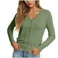 thumbnail image 6 of Otvok Women's Long Sleeve V-Neck Button Down Cardigan Knit Shrugs Sweater, 6 of 6