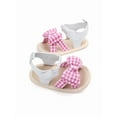 thumbnail image 3 of Lavaport Cute Baby Girl Bowknot Plaid Sandals Soft Sole Anti-slip Shoes 0-18M, 3 of 4