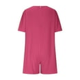thumbnail image 5 of CheerKidz Rompers for Women Summer Casual Short Sleeve Short Jumpsuits V Neck Loose Fit Wide Leg Pants 1 Piece Outfits with Pockets Clothes(Hot Pink,2XL), 5 of 8