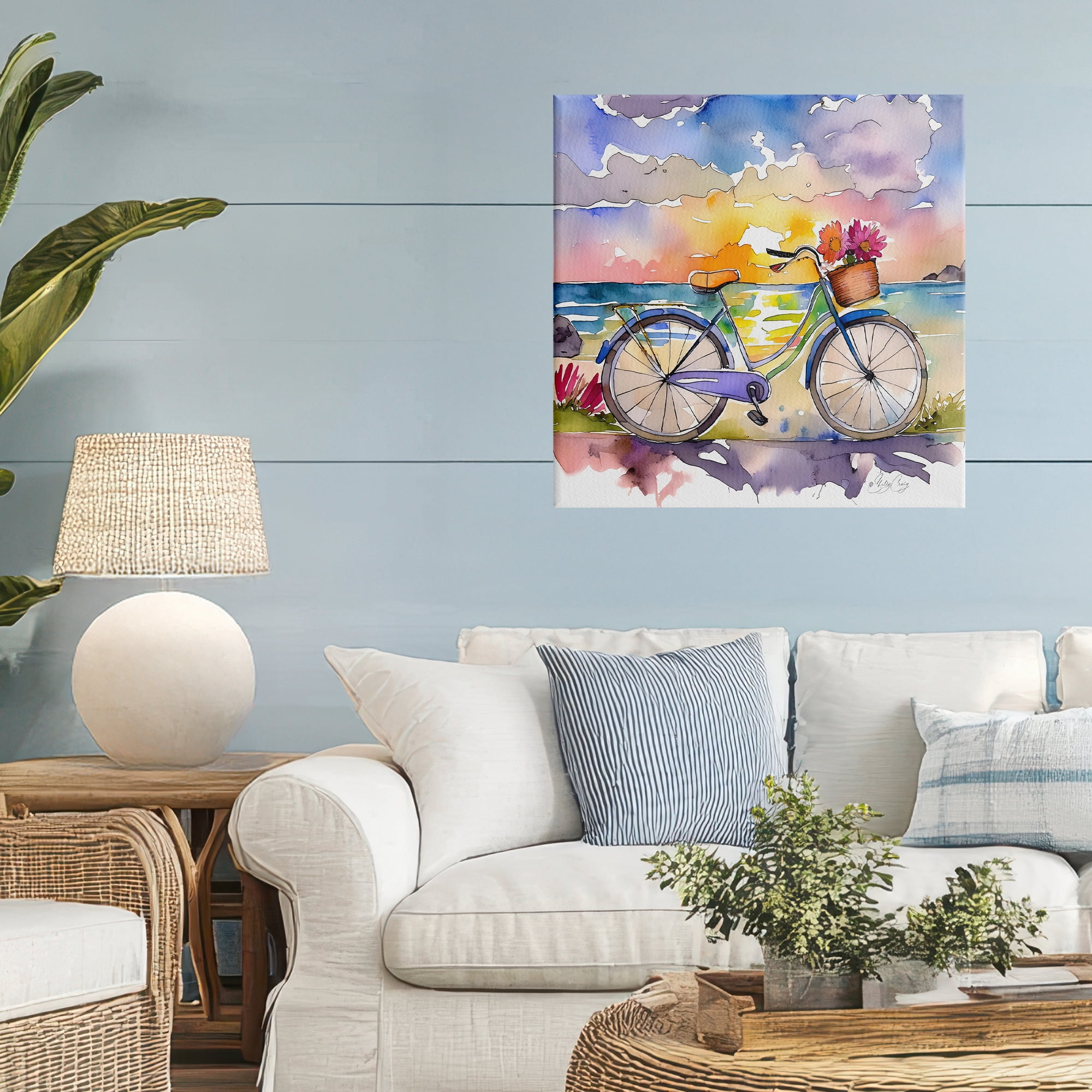Stupell Industries Bicycle By The Seaside Canvas Wall Art, design by Shelly Craig