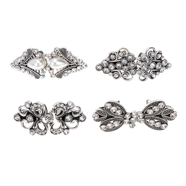 RomaMX 4pcs retro flor broche suéter suéter chal Cardigan clips adorno de ropa