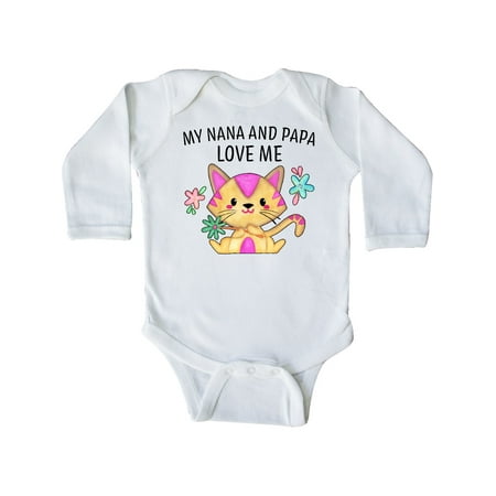 

Inktastic My Nana and Papa Love Me with Cute Kitten and Flowers Gift Baby Boy or Baby Girl Long Sleeve Bodysuit