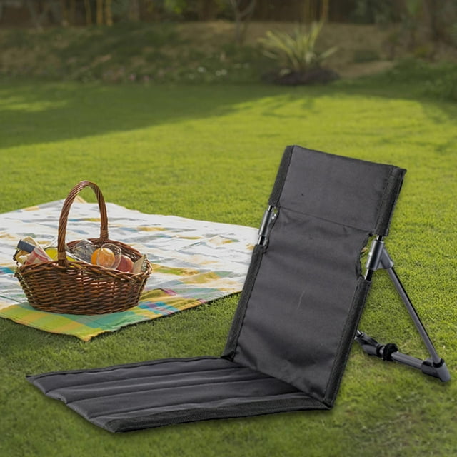 Silla de Playa Plegable Perfecl Con Respaldo Almohadilla Bolsa de Almacenamiento Oxford Negro