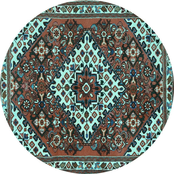 Ahgly Company Indoor Round Persian Light Blue Traditional Area Rugs, 7' Round
