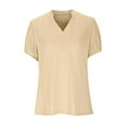 thumbnail image 3 of Summer Saving Wycnly Womens Blouses and Tops Dressy Going out Fashion Puff Sleeve Hollow out Loose Fit Tshirts Summer Solid V-Neck Short Sleeve Cute Tees Tops Yellow XL, 3 of 5