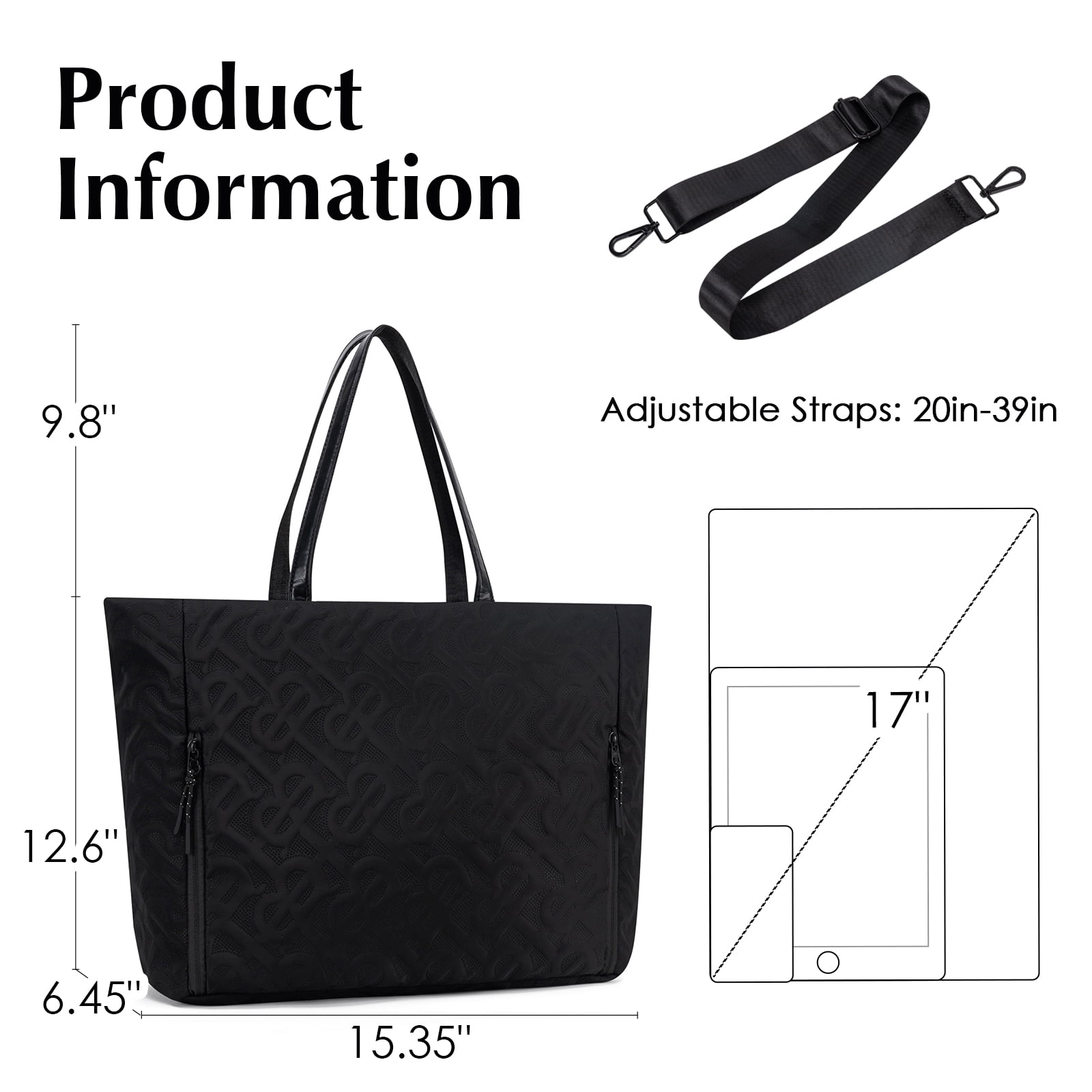 Tote Bag with Compartments for Women Top Handle Satchel Purse, Kabaqoo shoulder tote bag black