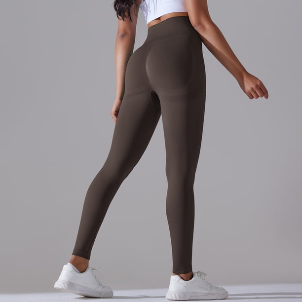 Pantalones de yoga de cintura alta con estampado de cara sonriente de color sólido y sin costuras, mallas deportivas para correr y fitness