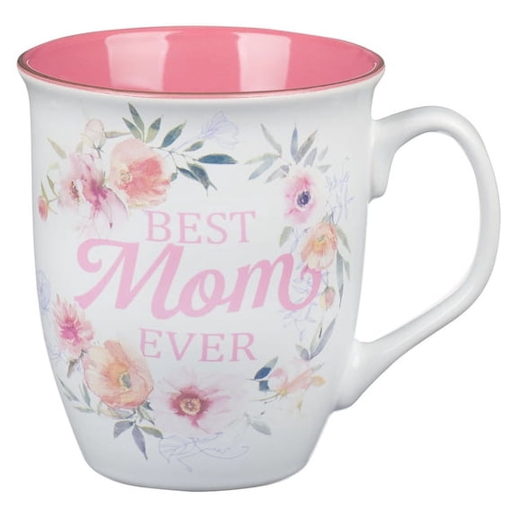 Christian Art Gifts Best Mom Ever Coffee & Tea Mug Ceramic4.4" x 5.2" x 3.9" Large Pink & White