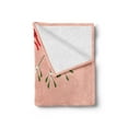 thumbnail image 2 of Kiss Me Soft Flannel Fleece Throw Blanket, Christmas Themed Mistletoe Motif with Lipstick Words Romantic Design, Cozy Plush for Indoor and Outdoor Use, 50" x 60", Blush Vermilion Green, by Ambesonne, 2 of 5