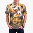 thumbnail image 1 of Balery Cute Panda Sunflower Camisa Polo de Hombre con Estampado, de Manga Corta y Tejido Medio, Camisa Tipo Golf Polo-X-Large, 1 of 6