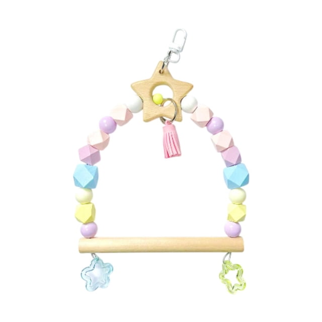 Juguete de masticación de loros, jaula de hamaca de madera de loros, trepador de trepaporas, cacatúas de cacatúas, pájaros pequeños, pájaros de tamaño Estrella