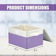thumbnail image 2 of Small 8 Quart Linen Fabric Foldable Storage Bin Cube Organizer Basket with Lid & Handles, Collapsible Decorative Box Container for Home, Dorm, Closet, Purple & White, 10"x8"x6", 6-Pack, 2 of 15