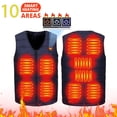 thumbnail image 2 of Chaleco calefaccionado de 10 zonas con cuello en V para hombre y mujer, chaleco calefaccionado eléctrico con USB, chaleco calefaccionado, chaqueta de plumón calefactable para invierno, 2 of 5