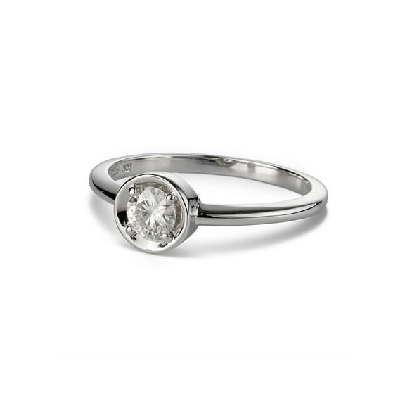 0.33 CTW DEW Round Moissanite Fashion Solitaire Ring in Sterling Silver
