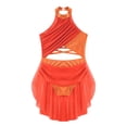 thumbnail image 3 of Yeahdor Girls Figure Skating Dress Cutout Strappy Backless Rhinestones Skirted Lyrical Ballet Dance Leotard Fluorescent Orange 16, 3 of 5