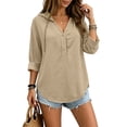 thumbnail image 4 of ZGRBOU Hoodies for Women V Neck Button Hooded Sweatshirts Roll Up Loose Cute Tops Cozy Lightweight Long Sleeve Tunic Shirts, 4 of 7