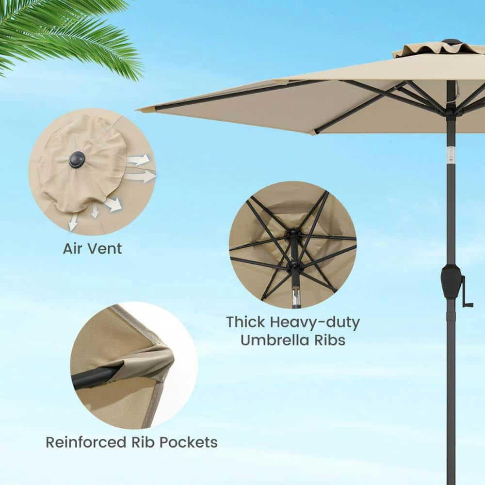Spaco 7.5 Feet Outdoor Patio Heavy Duty Market Umbrella, Outdoor Shade with Push Button Tilt, Beige