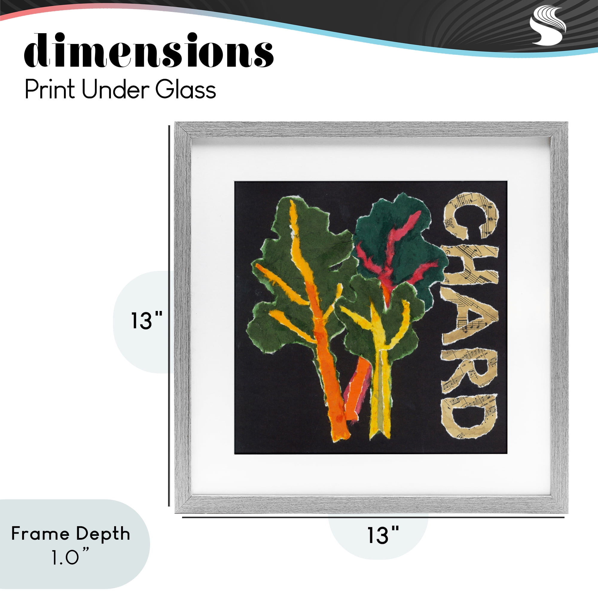 Stupell Industries Chard Leafy Vegetable Gray Framed Print Under Glass, design by Nancy Overton