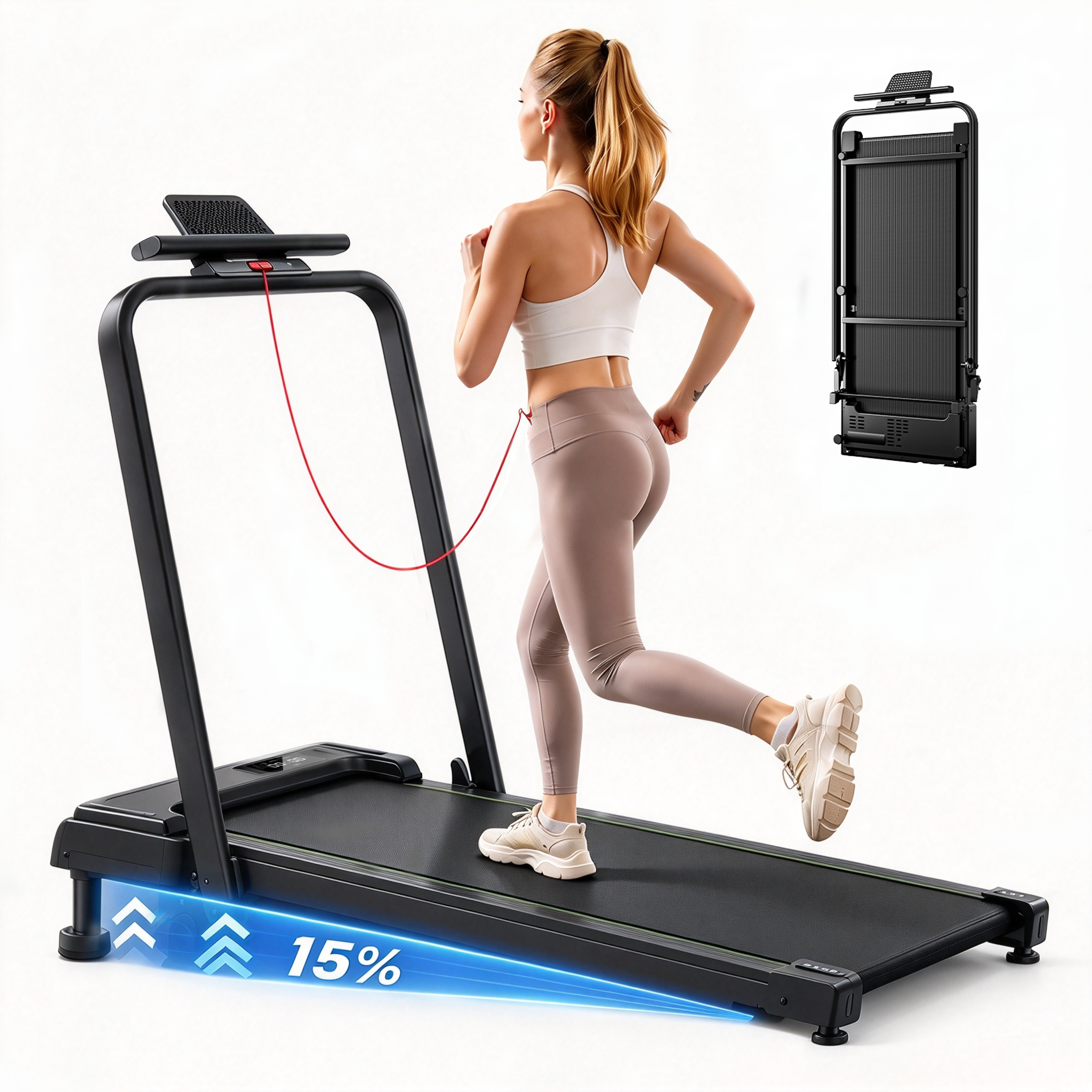 Patbrela 2 in 1 Foldable Walking Pad Treadmill photo 1