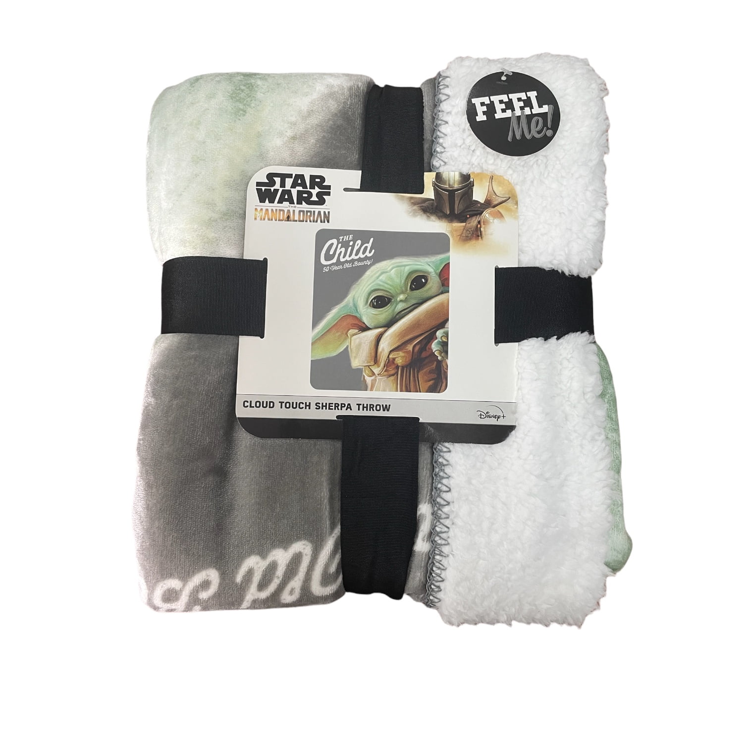 Mandalorian The Child Yoda LucasFilms Cloud Touch Sherpa Throw Blanket, 50 x 60 inches Grey