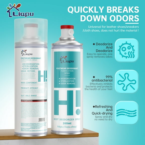 Liapu Shoe and Foot Odor Spray, Sweat Control Clear Foot Spray for Shoe Freshness, Foot Care for Itching & Odor Relief, All-Day Odor Protection, Foot Odor Eliminator for Men & Women