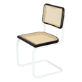 thumbnail image 5 of Breuer Chair Company Marcel Breuer B32 Cesca Cane Cantilever Side Chair w/ White Steel Frame Black Wood & Natural Cane (Made in Italy) by Furnish Theory, 5 of 11