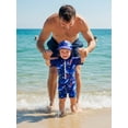 thumbnail image 4 of BemeyourBBs Toddlers Baby Boys 3 Piece Swimsuit Infant Bathing Suit Swim Shirt Trunk Shorts Set and Sun Hat Short Sleeve Shark Swimwear Sunsuit UPF 50+ Rash Guard, 4 of 9