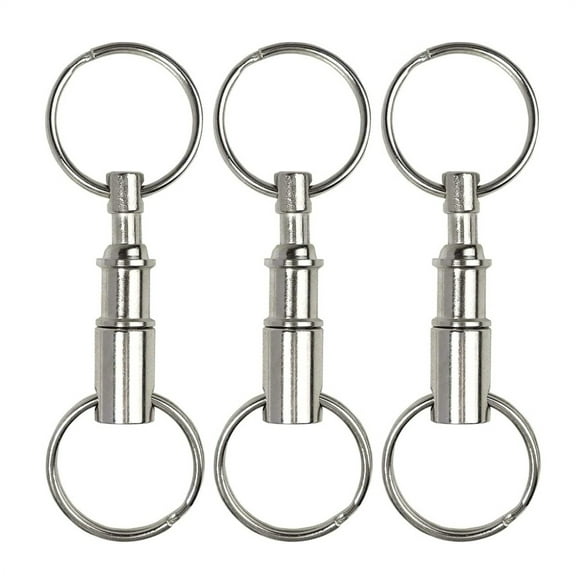 NOGIS 3 Pack Quick Release Detachable Pull Apart Keychain Silver Dual Key Ring Snap Lock Holder